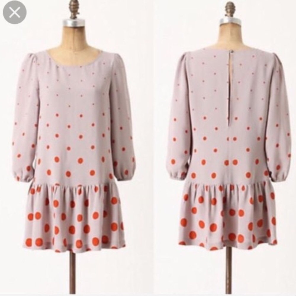 Anthropologie Polka Dot Drop Waist Dress